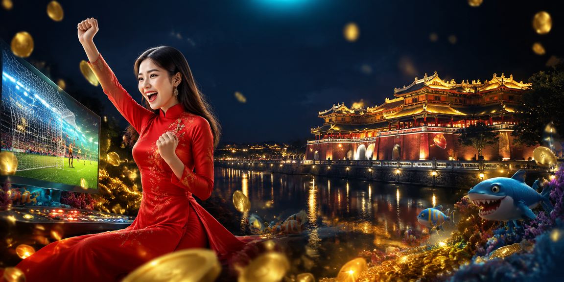 Khung cảnh casino và người chơi với áo dài tại Huế