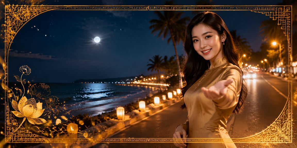 Khung cảnh bãi biển Mũi Né với các hoạt động giải trí về đêm